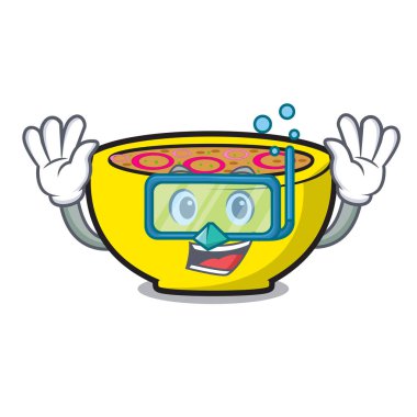 Dalış çorba Birliği karakter karikatür vektör çizim