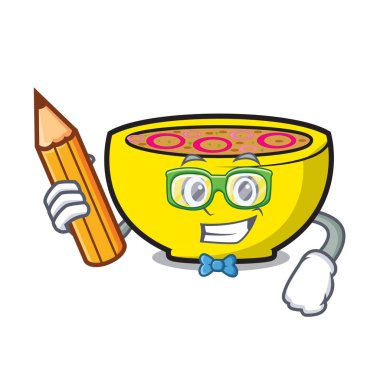 Öğrenci çorba Birliği karakter karikatür vektör çizim