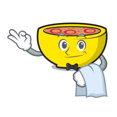 Garson çorba Birliği maskot karikatür vektör çizim