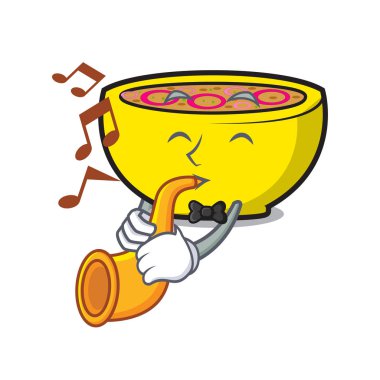 Trompet çorba Birliği maskot karikatür vektör çizim ile