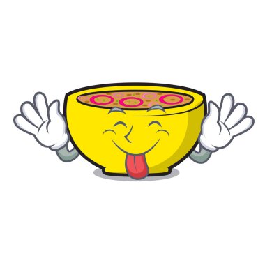 Çorba Birliği maskot karikatür vektör çizim dil