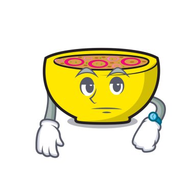 Çorba Birliği maskot karikatür vektör çizim bekliyor