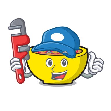 Tesisatçı çorba Birliği maskot karikatür vektör çizim