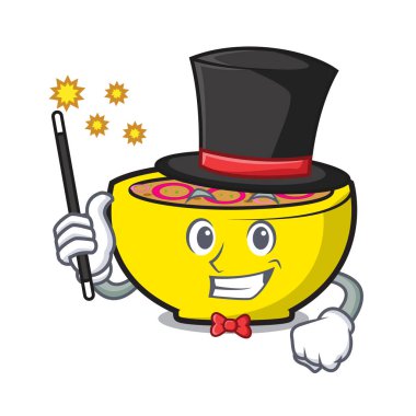 Sihirbaz çorba Birliği maskot karikatür vektör çizim