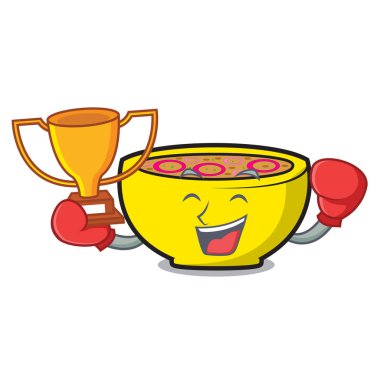 Boks galibi çorbası Birliği maskot karikatür vektör çizim