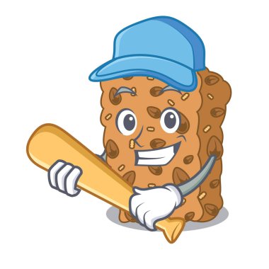 İskambil beyzbol granola bar karakter karikatür vektör çizim