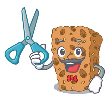 Granola bar karakter karikatür vektör çizim berber