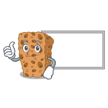 Başparmak yukarıya kurulu granola bar karakter karikatür vektör çizim ile