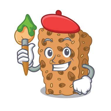 Sanatçı granola bar karakter karikatür vektör çizim
