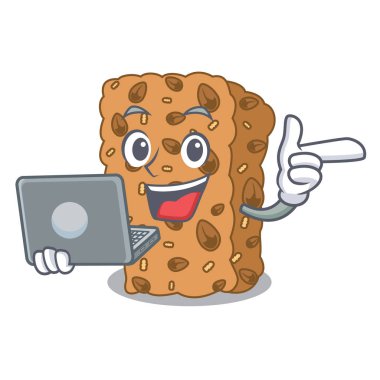 Laptop granola bar karakter karikatür vektör çizim