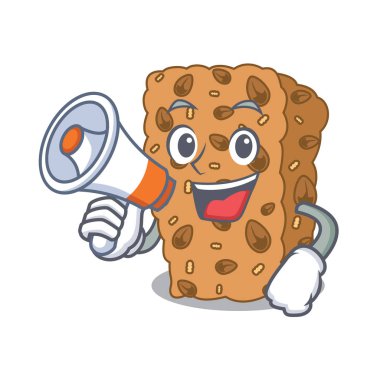 İle megafon granola bar karakter karikatür vektör çizim