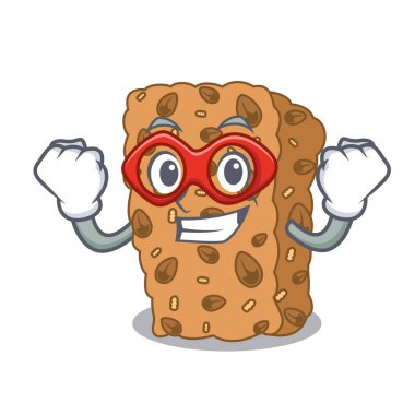 Süper kahraman granola bar karakter karikatür vektör çizim