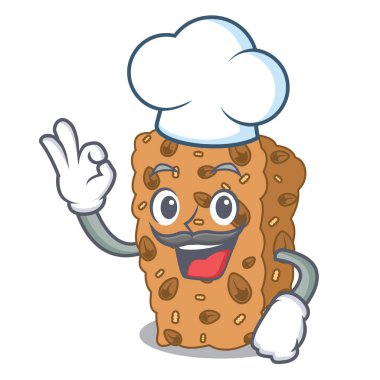 Şef granola bar karakter karikatür vektör çizim