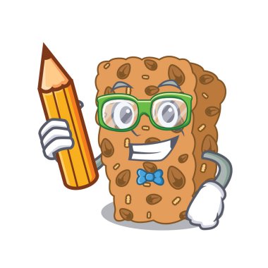 Öğrenci granola bar karakter karikatür vektör çizim