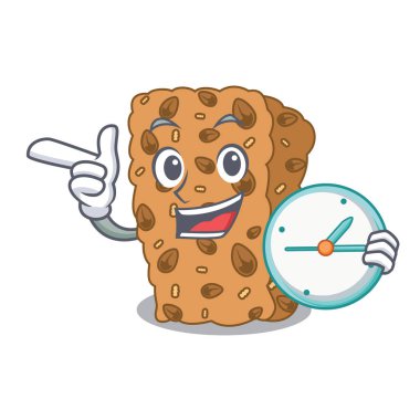 Saat granola bar karakter karikatür vektör çizim ile