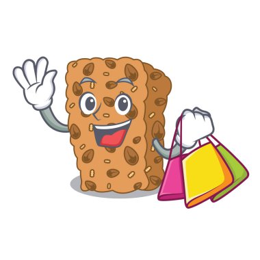 Alışveriş granola bar karakter karikatür vektör çizim