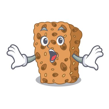 Sürpriz granola bar maskot karikatür vektör çizim