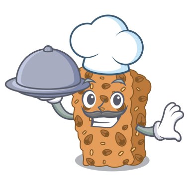 Şef gıda granola bar maskot karikatür vektör çizim ile