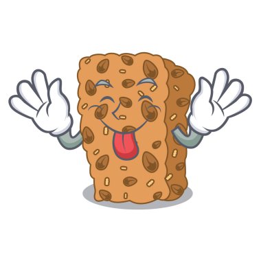 Granola bar maskot karikatür vektör çizim dışarı dil