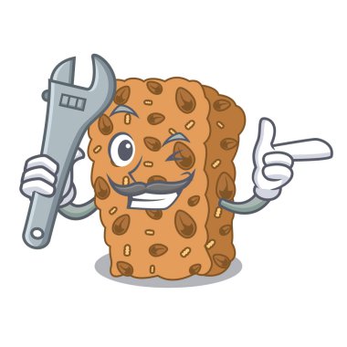 Mekanik granola bar maskot karikatür vektör çizim
