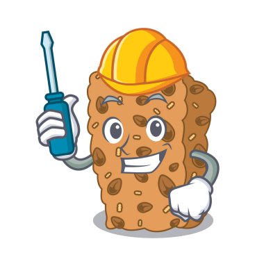Otomotiv granola bar maskot karikatür vektör çizim