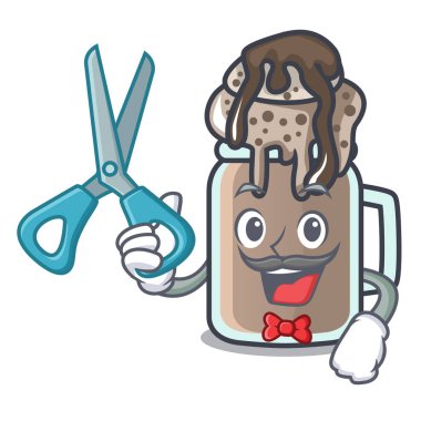 Milkshake karakter karikatür tarzı vektör çizim berber