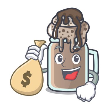Para çantası milkshake karakter karikatür tarzı vektör çizim ile