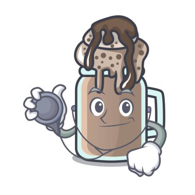 Doktor milkshake karakter karikatür tarzı vektör çizim
