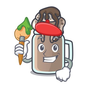 Sanatçı milkshake karakter karikatür tarzı vektör çizim