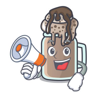 Megafon milkshake karakter karikatür tarzı vektör çizim ile