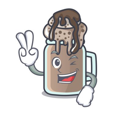 İki milkshake karakter karikatür tarzı vektör çizim parmak