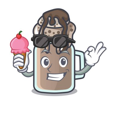Dondurma milkshake karakter karikatür tarzı vektör çizim ile