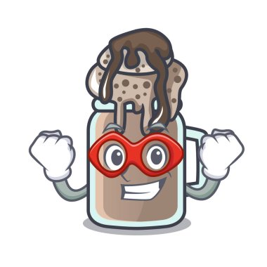 Süper kahraman milkshake karakter karikatür tarzı vektör çizim