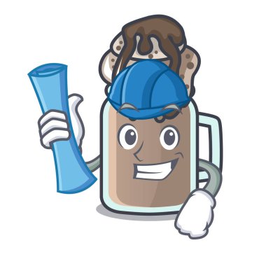 Mimar milkshake karakter karikatür tarzı vektör çizim