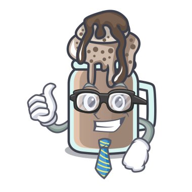İşadamı milkshake karakter karikatür tarzı vektör çizim