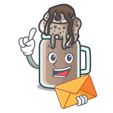 Zarf milkshake karakter karikatür tarzı vektör çizim ile