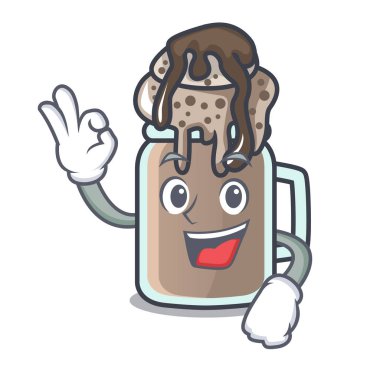Milkshake karakter karikatür tarzı vektör çizim Tamam