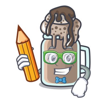 Öğrenci milkshake karakter karikatür tarzı vektör çizim