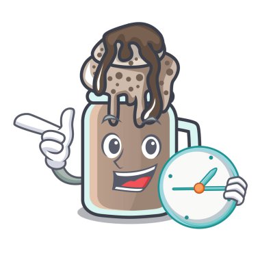 Saat milkshake karakter karikatür tarzı vektör çizim ile