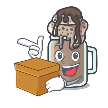 Kutusu milkshake karakter karikatür tarzı vektör çizim ile