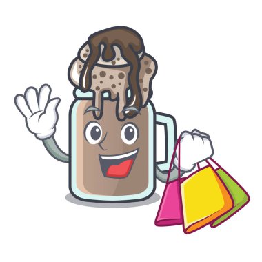 Alışveriş milkshake karakter karikatür tarzı vektör çizim