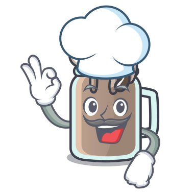 Şef milkshake karakter karikatür tarzı vektör çizim