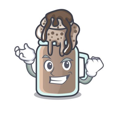Başarılı milkshake karakter karikatür tarzı vektör çizim