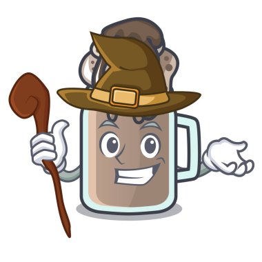 Cadı milkshake maskot karikatür tarzı vektör çizim