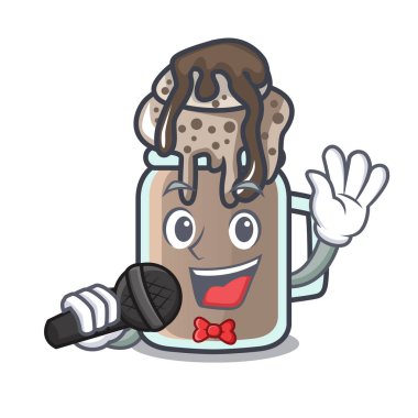 Şarkı milkshake maskot karikatür tarzı vektör çizim