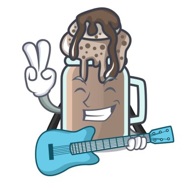 Gitar milkshake maskot karikatür tarzı vektör çizim ile