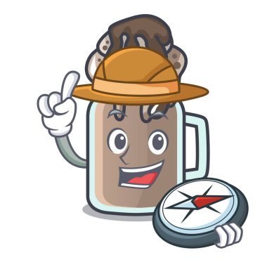 Explorer milkshake maskot karikatür tarzı vektör çizim