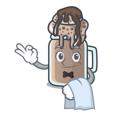 Garson milkshake maskot karikatür tarzı vektör çizim