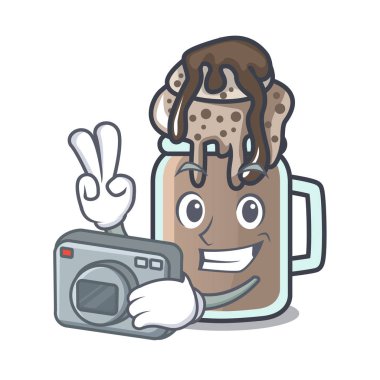 Fotoğrafçı milkshake maskot karikatür tarzı vektör çizim
