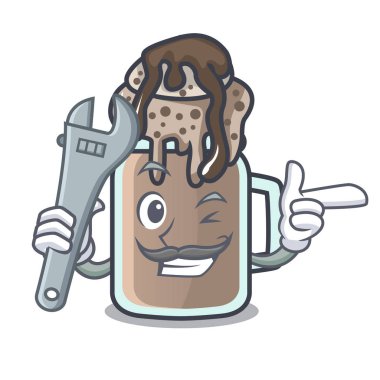 Mekanik milkshake maskot karikatür tarzı vektör çizim